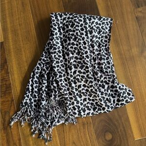 Light Pink Leopard Print Fringe Scarf Pashmina